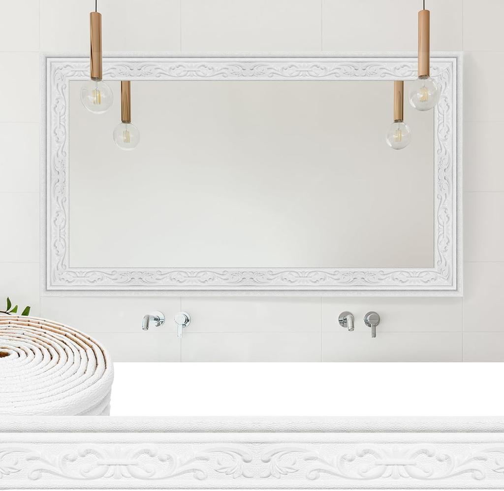 1pc Self Adhesive Flexible Foam Molding Trim,Wallpaper Border 3D Sticky Decorative Wall Lines,Peel and Stick Wall Baseboard Trim