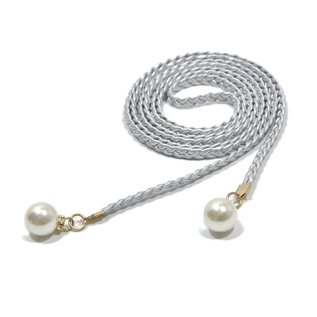 Chic Weave Waist Rope 2PCS with Artificial Pearls Laceup Waist Cord Belt for Unique Fashion Women Daily and Holiday Wear