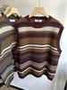 8517 Winter Korean Style Plus Size Casual Embroidered Knit Striped Vest