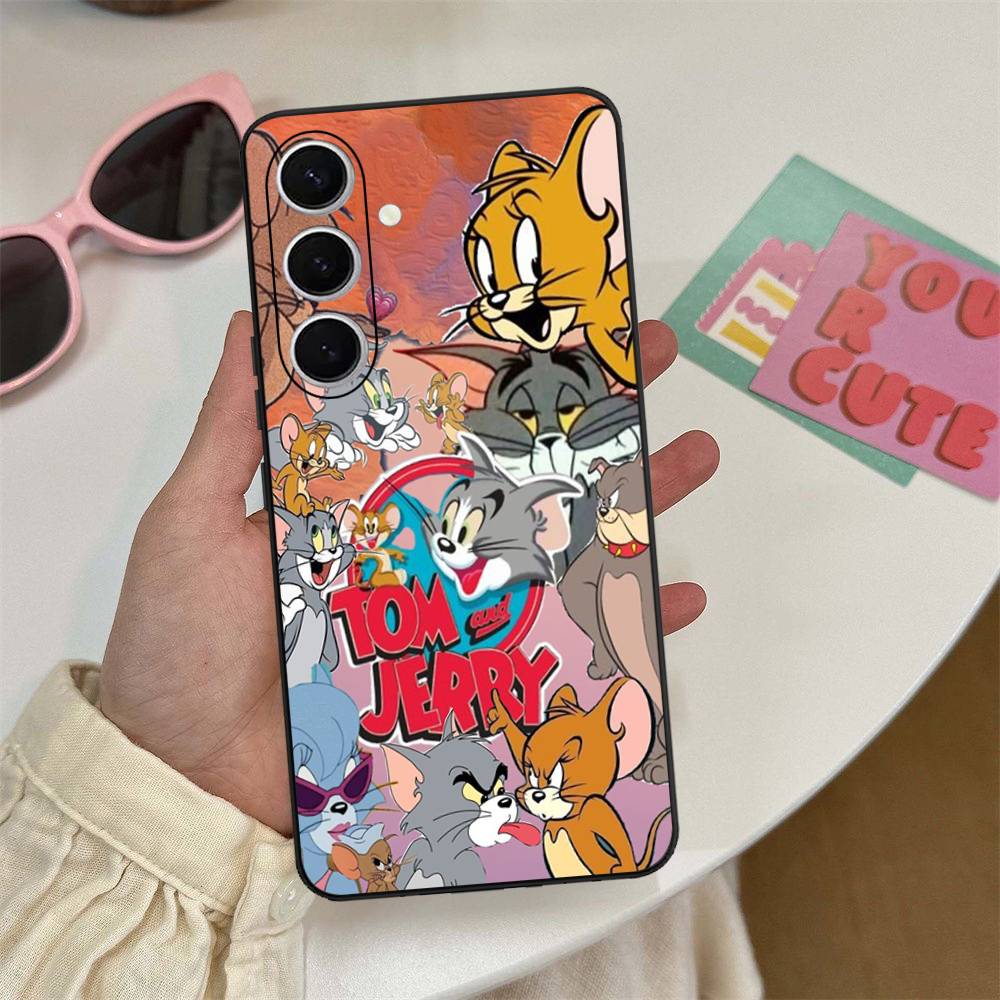 Animated T-Tom And J-Jerry Phone Case For Samsung S 20 21 22 23 Lite Plus Ultra Clear Mobile Cover Funda