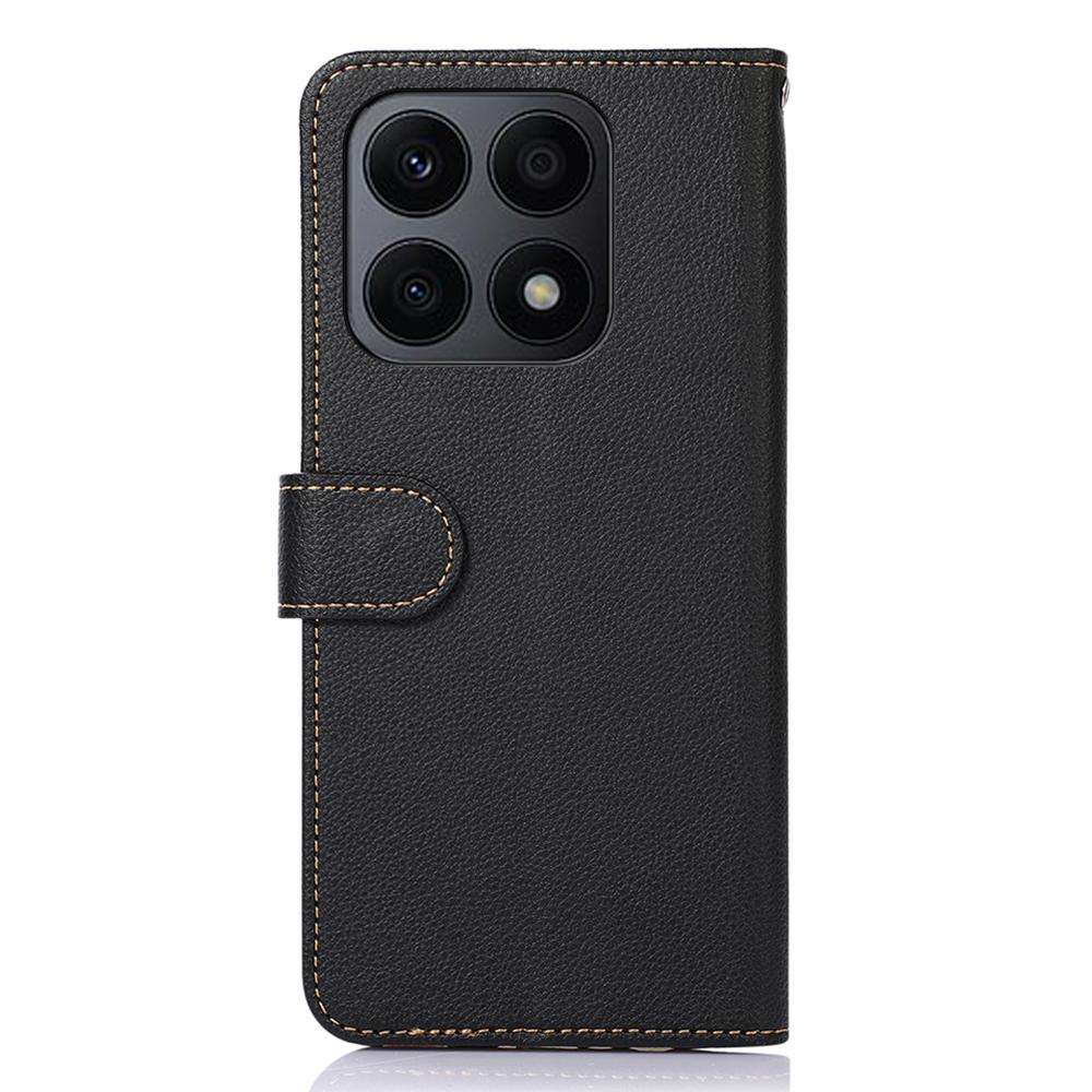 KHAZNEH For Honor X8a 4G Leather Phone Case RFID Blocking Anti-Scratch Litchi Texture Stand Wallet Protective Phone Shell