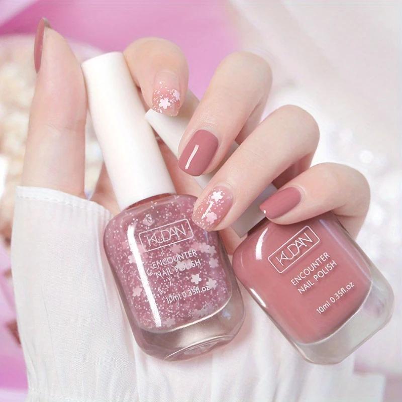 

Набор из 2 лаков для ногтей на водной основе розового цвета - Быстросохнущий, Не требующий сушки, Без спирта, Отшелушивающий, для повседневного ношения 06#+21#