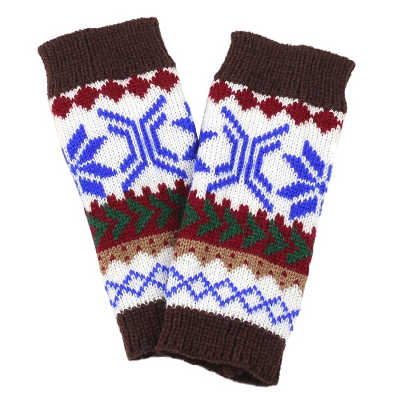 Women Jacquard Gloves Christmas Theme Fingerless Gloves Winter Autumn Handwear