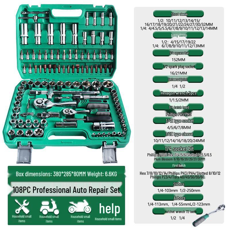 Car Mechanic Socket and Ratchet Wrench Set - 216 Pieces