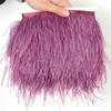 1Meter Red Ostrich Feathers Trim on Tape Ribbon Fringe 8-10cm Fabric Skirt Sewing Trimmings Feather Dress Clothes Decoration