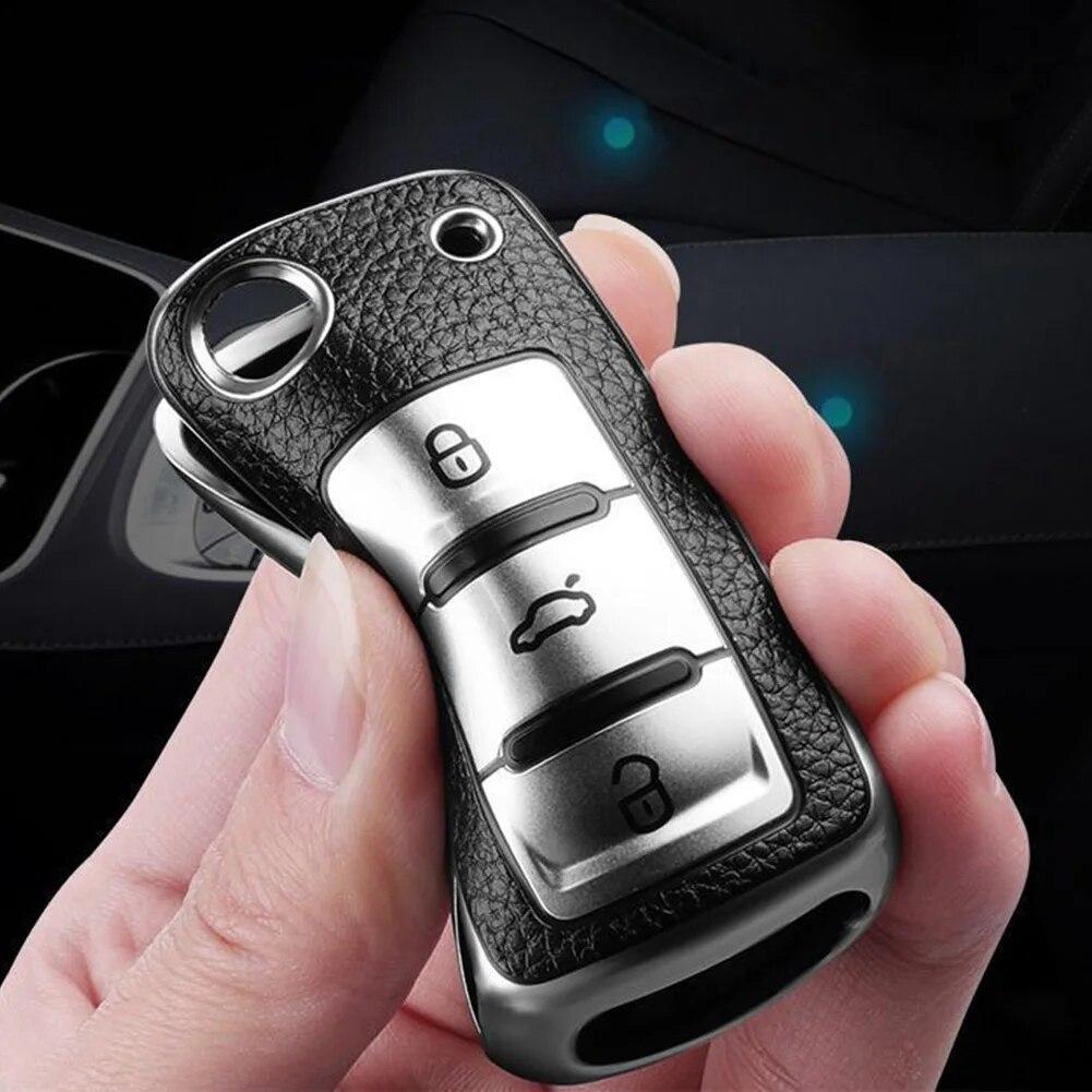 Leather Car Key Case Keys Full Cover Protection Shell Bag for VW Volkswagen Polo Tiguan Passat Golf Jetta Lavida Skoda Octavia
