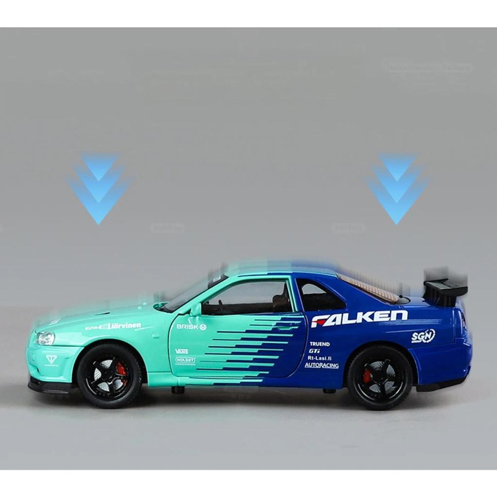 1/24 Nissan GTR R34 Skylin Modified Car Alloy Car Model Sound and Light Children's Toy Collectibles Birthday Gift
