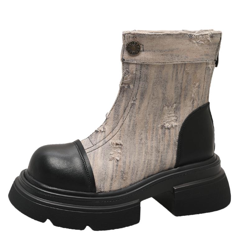 Fashion Autumn Flats Platform Cowboy Sport Casual Boots 7.5CM Winter Women Ankle Chelsea Boots Women Walking Shoes Snow Motorcycle Botas