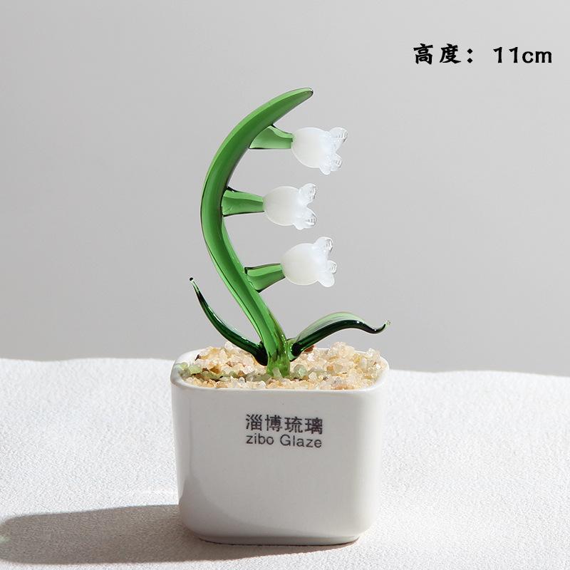 Handmade Glass Blown Cactus Cute Crystal Art Cactus Figurines Collectibles Desk Simulation Plants Decorations Mother's Day Gift