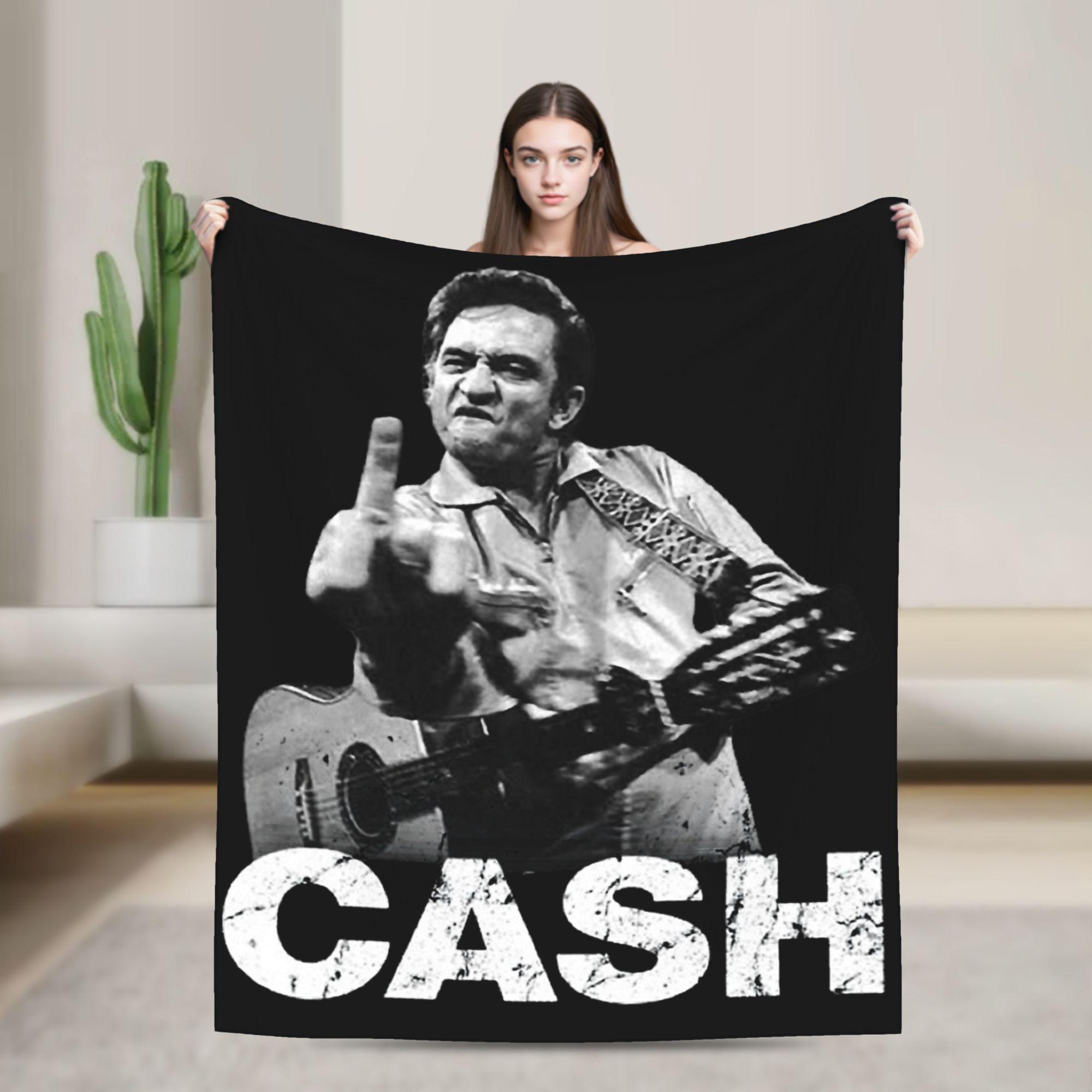 Johnny Cash Middle Finger Blanket Fleece Print Portable Lightweight Thin Throw Blanket for Bed Office Bedspreads 75X95CM