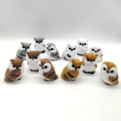 1Pc Plush New Year Miniatures Mini Figurines Table Decorations Fake Animal Simulation Ornaments Artificial Owl