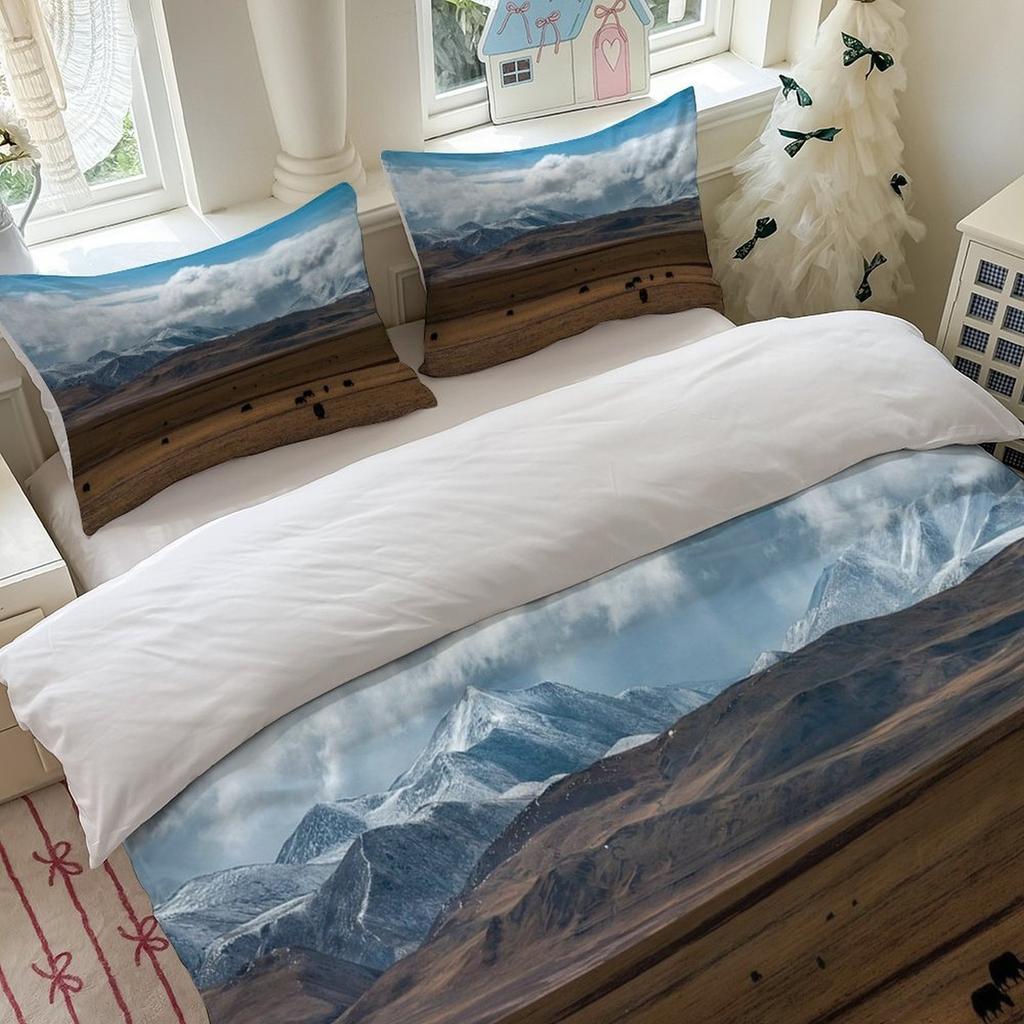 Mountains Bedding Set 3D Printed Landscape Duvet Cover Set Soft Single Twin Size Home Decor Duvet Cover Set Home Decorations