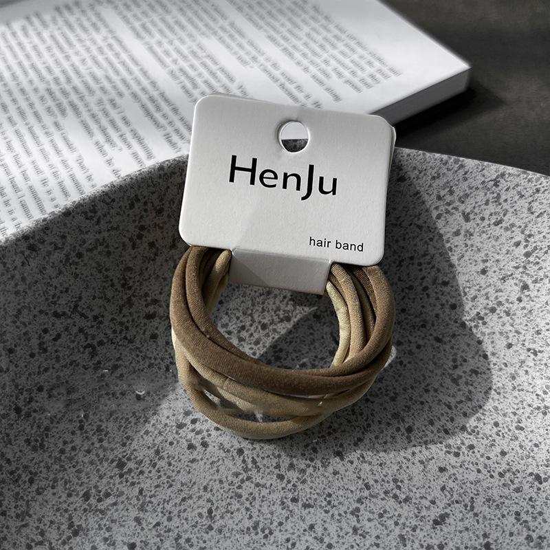 Solid Color Fabric Elastic Hair Band Six-piece Set Fashionable and Simple Elastic Hair Rope Niche Versatile Low Ponytail Headrope