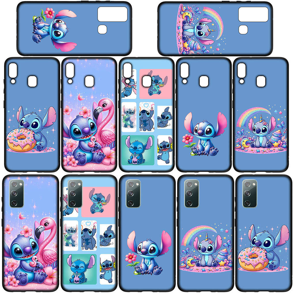 Cover for iPhone 17 16 15 Xiaomi Poco Redmi Note 14 13 12 11 Pro 9 16e Samsung Galaxy S25 S24 S23 OPPO Huawei Blue Lilo Cartoon Stitch Pink Phone Case