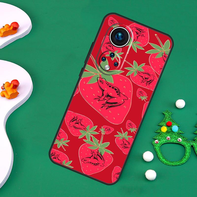 Cottagecore Fruit Strawberry Frog Case For Honor 200 Pro X9c X9b X9a X8a X8b X7a X6a X8 X9 50 70 90 Magic 5 6 7 Lite Cover