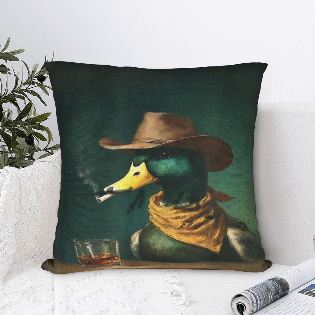 Mallard Smoking Cigarette Funny Mallard Duck Pillow Case Graphic Pillow Cover For Living Room Sofa Fashion Cushion Cover