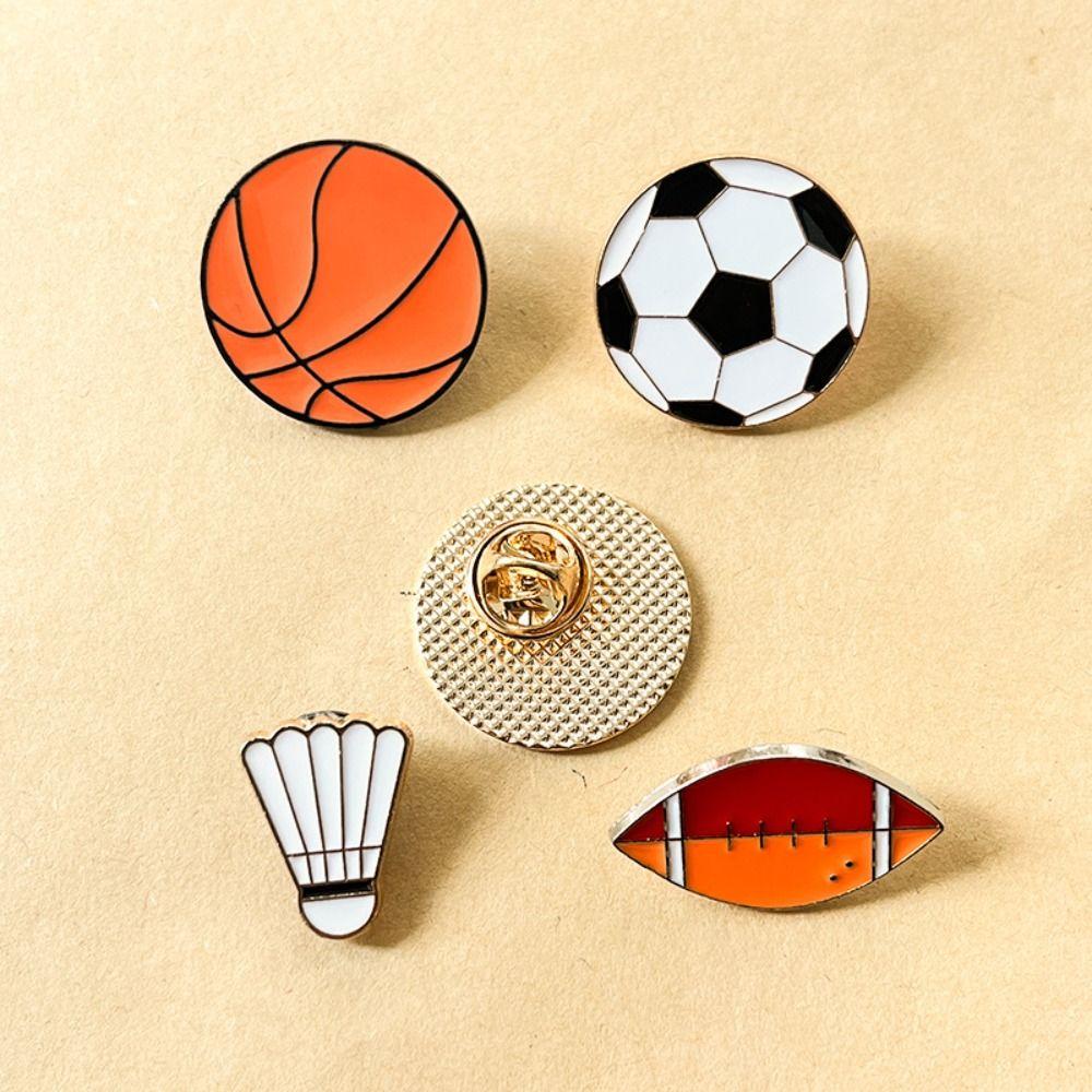 Basketball Sports Ball Enamel Pin Volleyball Metal Badge Fashion Dripping Oil Brooch  Decoration
