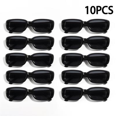 10PCS Retro Black Square Sunglasses Woman Luxury Brand Compact Rectangle Sun Eyeglasses Women Gradient Clear Mirror Oculos De Sol