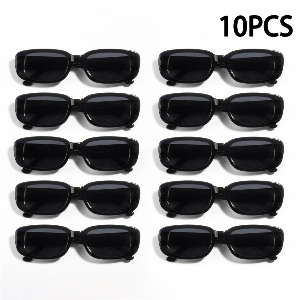 10PCS Vintage Black Square Sunglasses Woman Luxury Brand Small Rectangle Sun Glasses Female Gradient Clear Mirror