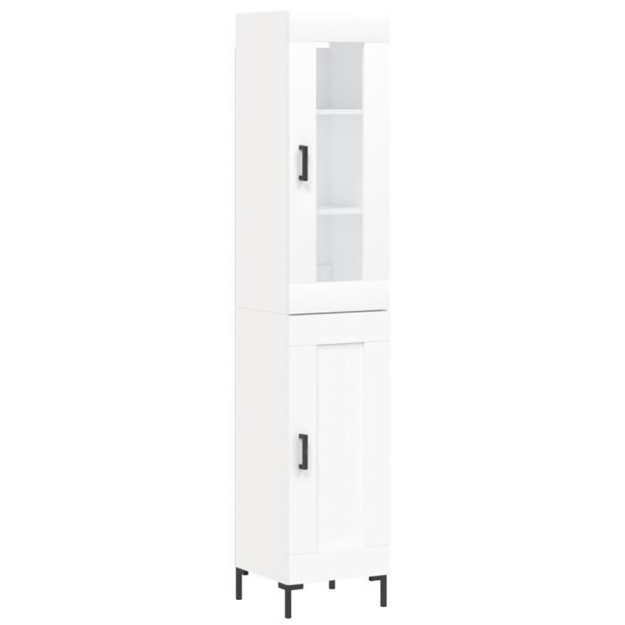 VidaXL Buffet haut Blanc brillant 34,5x34x180 cm Bois d'ingénierie 3198763