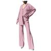 Women's 2 Piece Casual Outfits Long Sleeve Button Down Shirt High Waist Long Pants Loungewear Streetwear