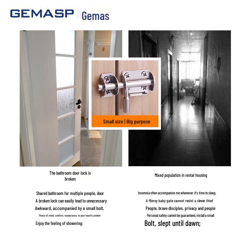 Stainless Steel Anti-Theft Door Bolt Lock for Wood and Bathroom Doors