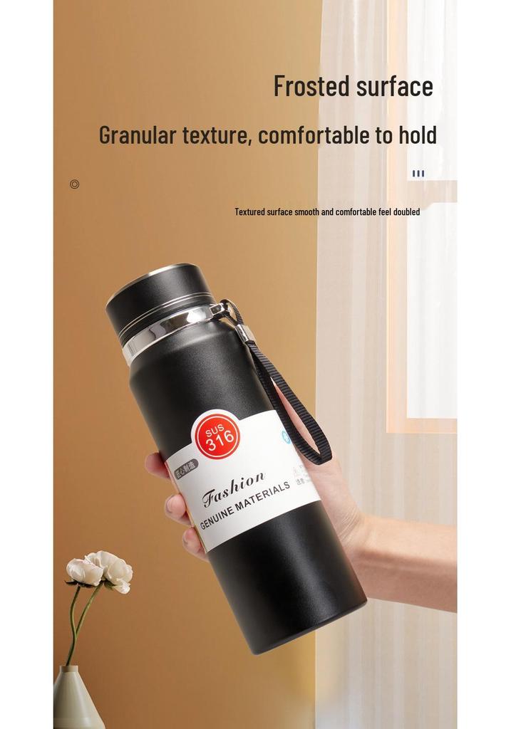 Large Capacity 304 Stainless Steel Insulated Sports Water Bottle with Lanyard - Portable Travel Cup