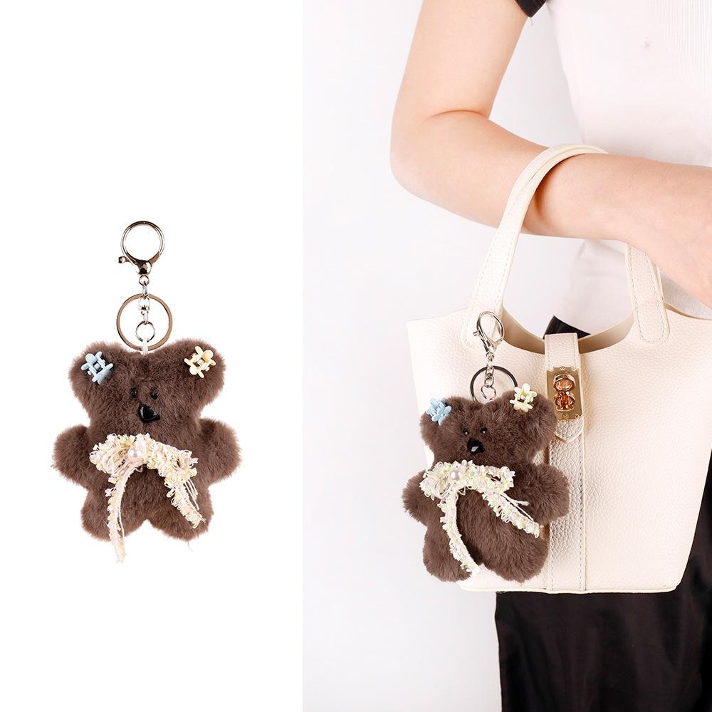 New Bean Plush Strap Bear Bag Pendant Cute Squeaky Lucky Bear Premium Pendant Delicate Keychain