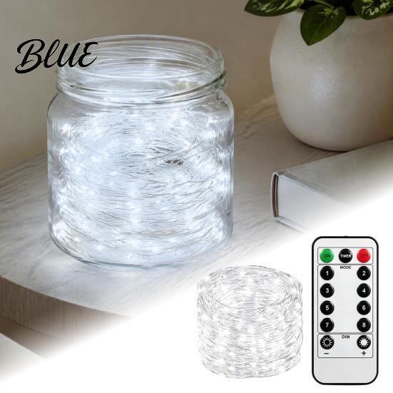Elegant Bedroom Mood Lighting Copper Wire Fairy Lights with Remote 8 Modes 10-Level Dimming Timer Waterproof Dimmable Twinkle for Battery