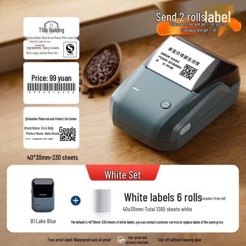 B1 Thermal Printer for Food Labels & Clothing Tags with Date & Barcode Features