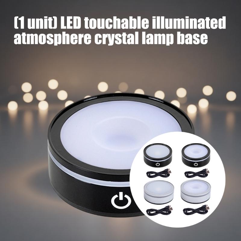 Multiple Color Changing Touch Control LED Crystals Lamp Base with Adjustable Brightness for Atmospheres Lighting
