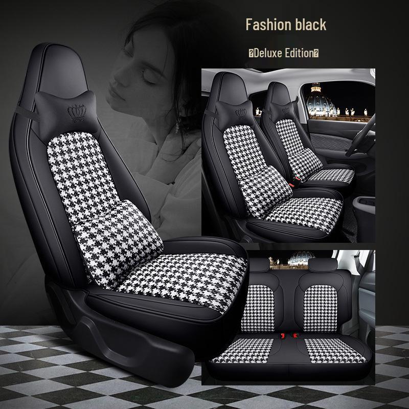 Leapmotor T03 Hahnentritt Autositzbezug - High-End Vollumschließend, Ganzjahreskissen.