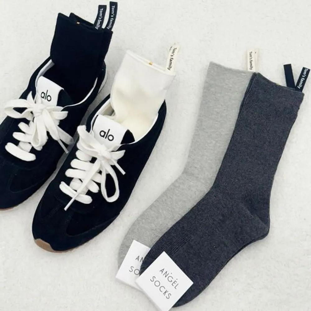 Angel Socks 1320 Back Label Cotton Tab Fashion Women s SOCKS Celebrity Cha Jung-won Socks 02 Gray