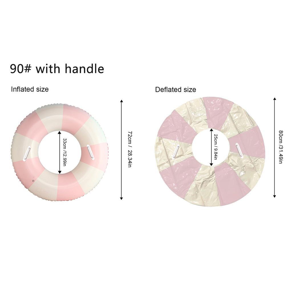 1pc Striped Double Air Bag Swimming Ring With Handle Thickened PVC Inflatable Swim Circle Beach Pool Water Floating Ring