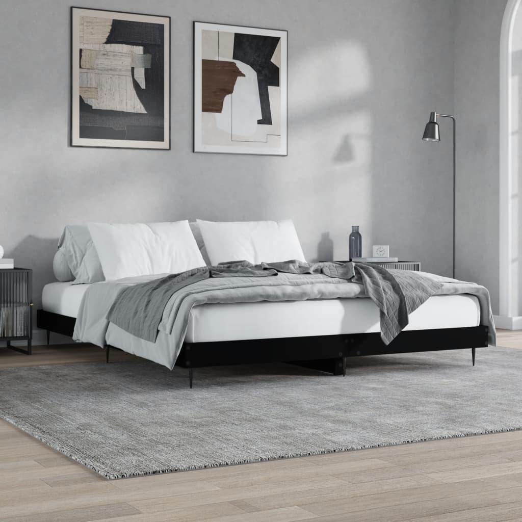 Bed Frame Black 200x200 cm Particleboard