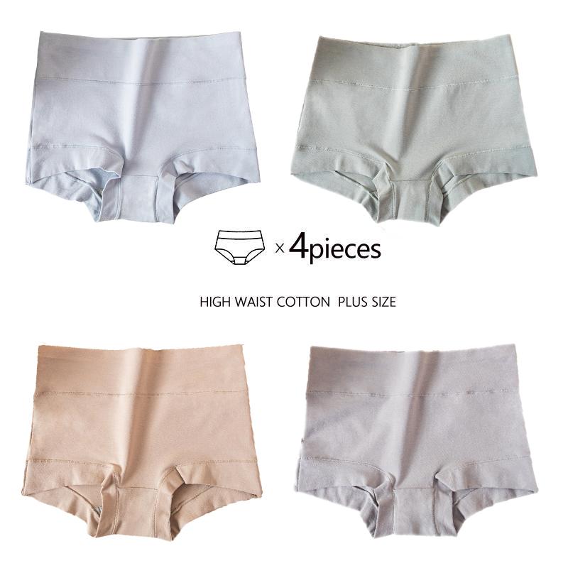 4pcs High Waisted Panties Women's Plus Size Soft Cotton Panties Women's Underwear