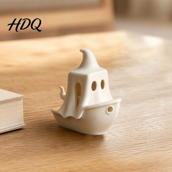 Long-lasting Ghost Figure 3D Printed Ghost/Pumpkin Boat Figurine Creative Ornament Mini Pumpkin Ornament Desktop Decoration Fun Gift for