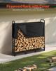 Firewood Rack with Waterproof Cover, 1.22m Outdoor Firewood Holder, 1/4 Cord Storage Metal Log Holder, 400lb Max Weight Capacity, Top Covered,