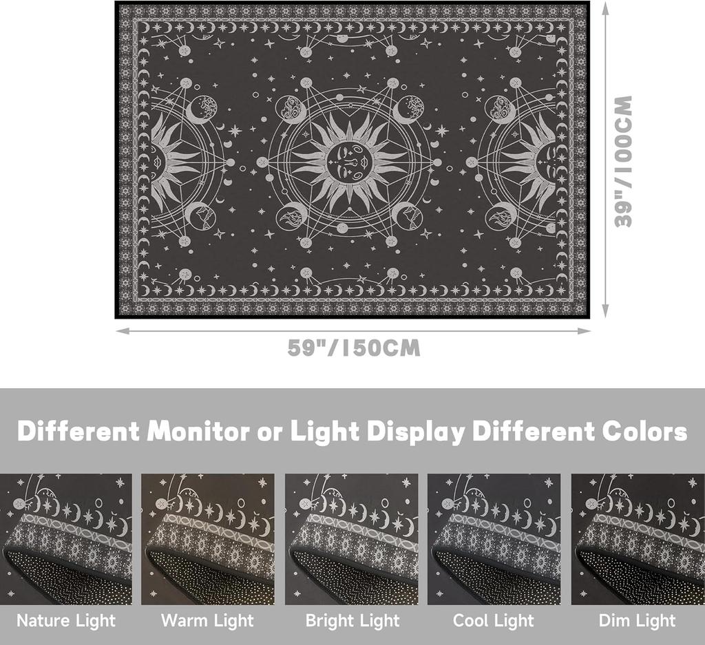 Sun and Moon Rug Boho Celestial Area Rugs for Bedroom Dorm Living Room Bohemian Occult Crescent Solar Stars Galaxy Floor Mat
