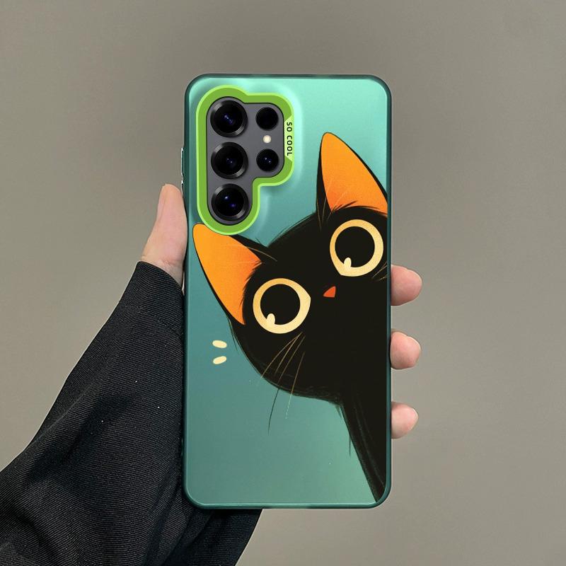 Color Phone Case For Samsung Galaxy S26 S25 S24 S23 S22 Ultra S20 S10 S21 FE 5G Plus Plated IMD Cover Lovely Cat Playing Fun