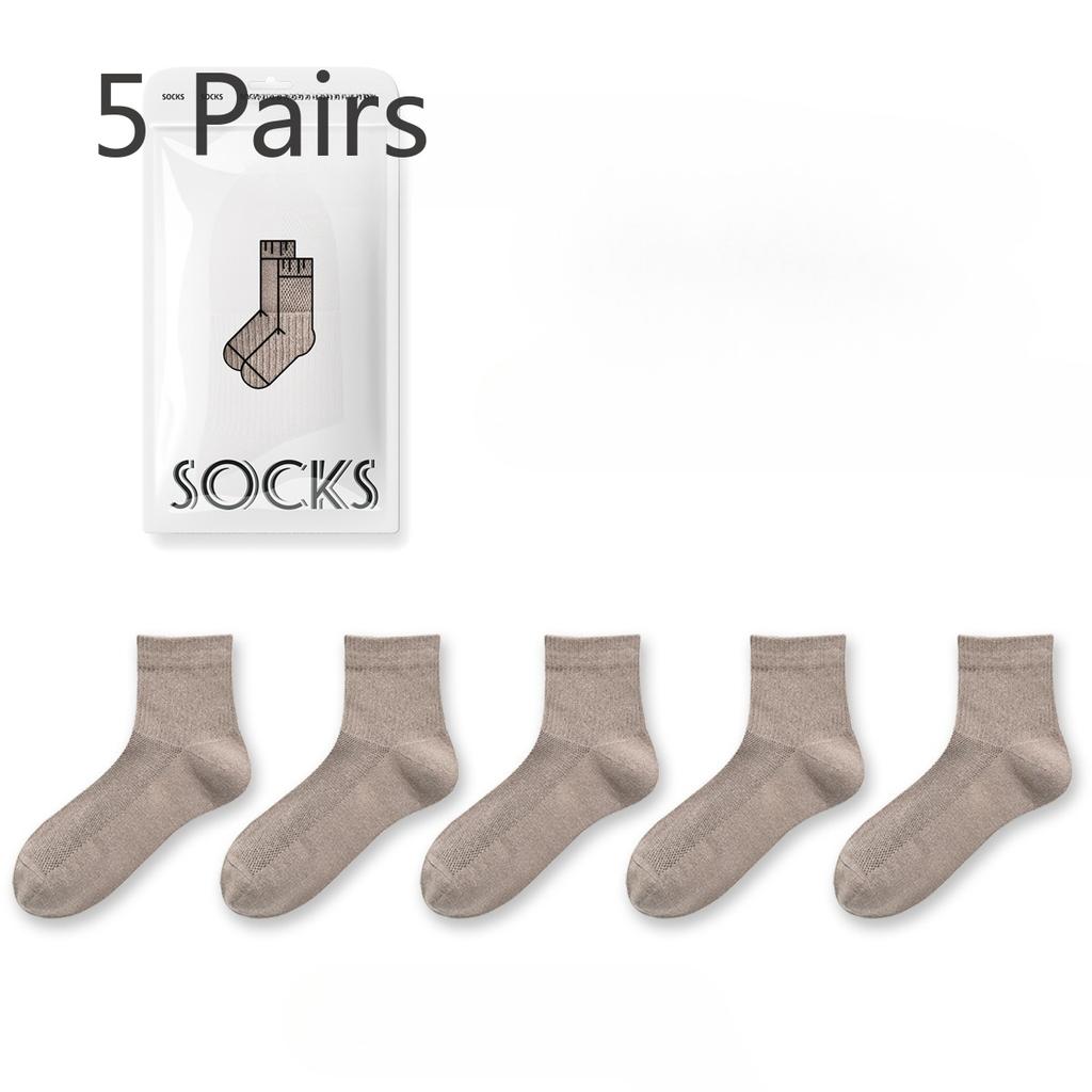 5 Pairs of Men's Summer Thin Cotton 7A Antiseptic Deodorant Mesh Wicking Sports Socks