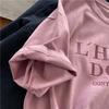 Pink Short Sleeve T-shirt Women's Loose Casual Round Neck Letter Print Thin Large Size Summer Top