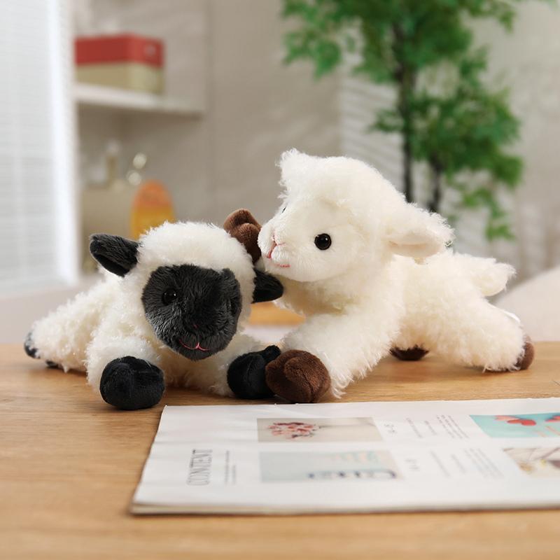 20cm Lamm Schaf Plüschtier Stofftier Schwarzes Weißes Gesicht Cartoon Grasland Tier Stehend Liegend Puppe Flauschig Niedlich Kleines Plüschtier Geschenk