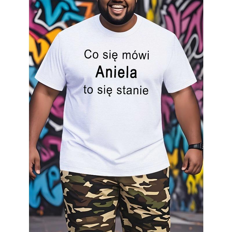 

Fun Polish Happen Aniela Men s Casual Grew Neck Short Sleeve T-Shirt for Summer, PLUS SIZE 4XL білий
