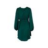 Women Spring Solid Color V Neck Long Sleeve Lace Up All Match Chic Dresses
