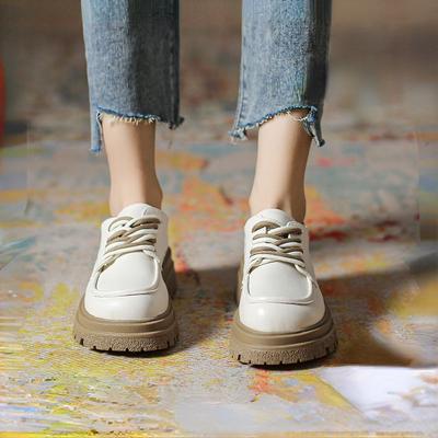 Mode Retro Britischer Stil Kleine Lederschuhe für Damen 2024 Neu Herbst Vielseitiger Einzelschuh Minimalistische Damen Plateau Mary Jane