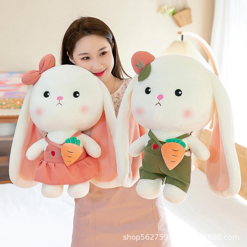 

Long Ears Rabbit Backpack Plush Toy and Soft Doll Pillow Gift 40cm (0.5kg) зелёный