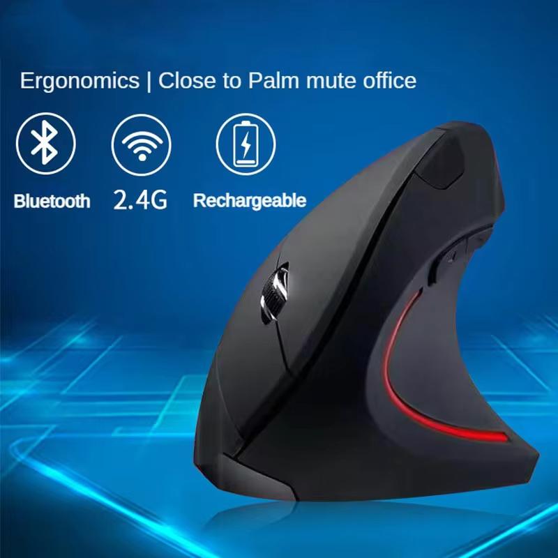 2.4G Vertikální Bezdrátová Bluetooth 5.0 Myš Ergonomická Dobíjecí Myš RGB 1600 DPI Tichá Myš pro PC Laptop Stolní počítač