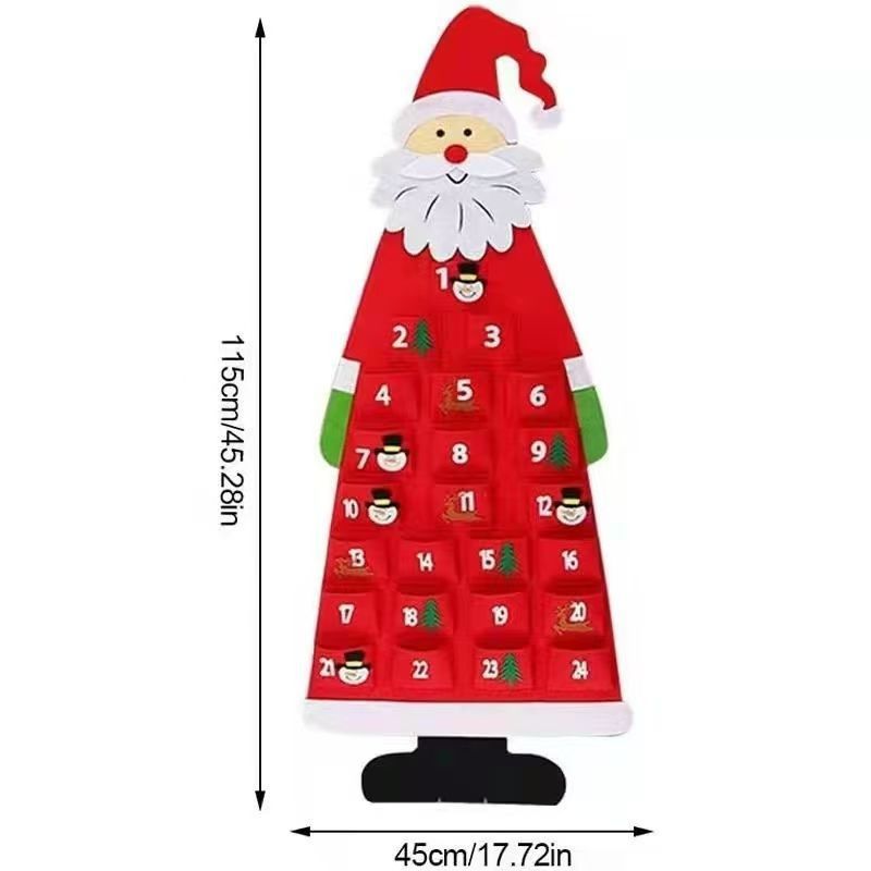 Santa Claus Felt Advent Calendar Countdown to Christmas Wall Hanging for Home Holiday Decor Festive Seasonal Ornament