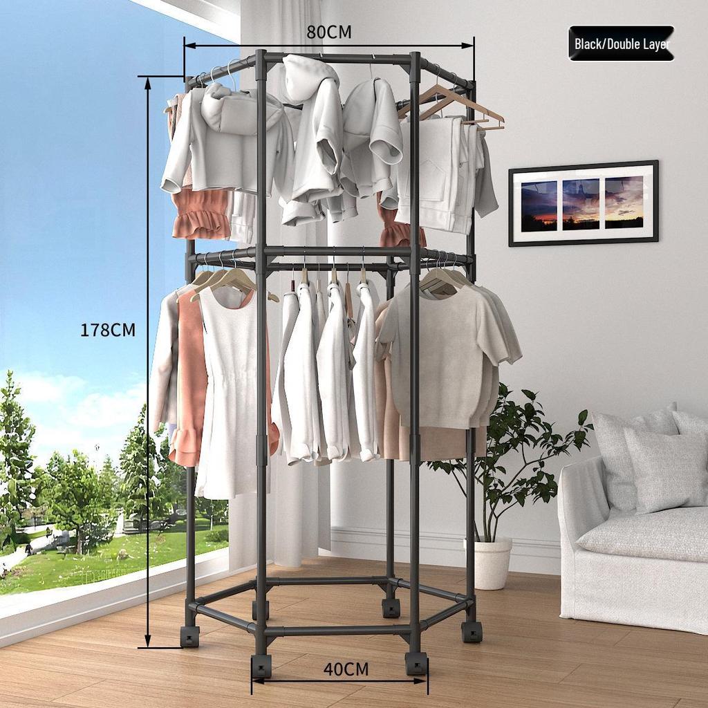 TEMU Movable Clothes Rack: Simple Home Floor, Indoor Balcony & Dormitory Drying Solution.